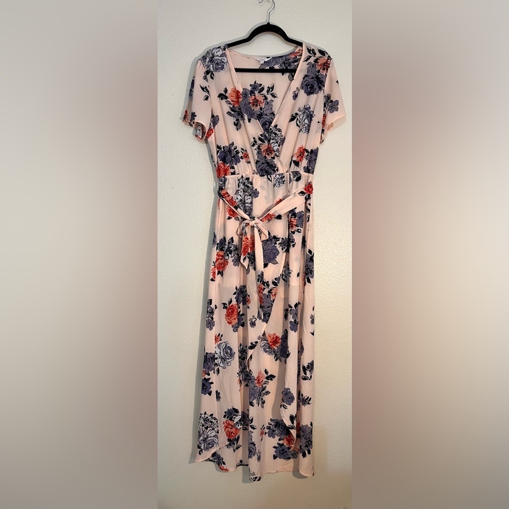 Candie’s Floral Faux Wrap Maxi Romper Dress – Size L
